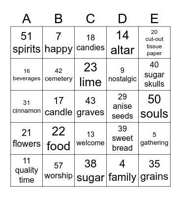 DAY OF THE DEAD 2024 Bingo Card