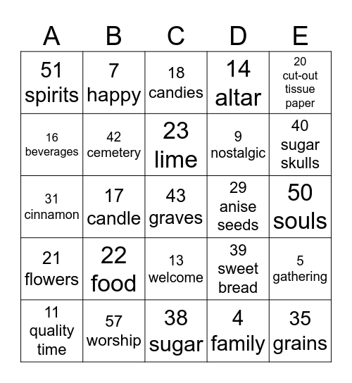 DAY OF THE DEAD 2024 Bingo Card