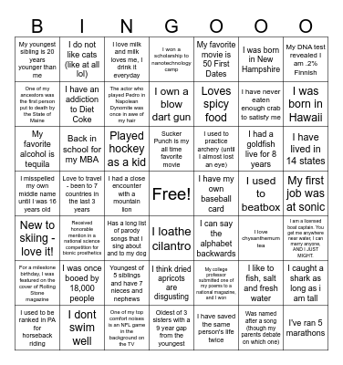 C+O Ice Breaker Bingo Card