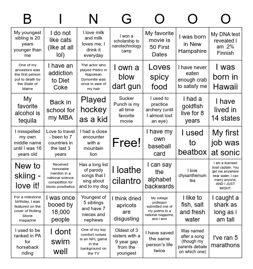 C+O Ice Breaker Bingo Card