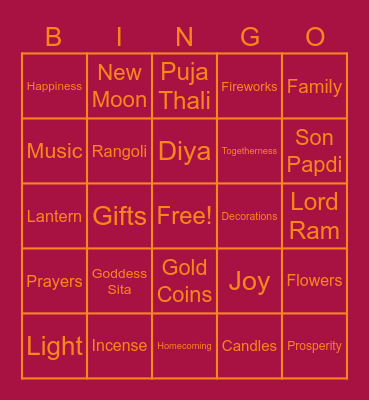 Diwali Bingo Card