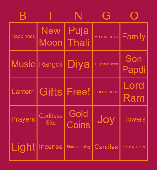 Diwali Bingo Card