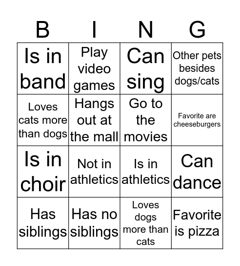 Getting to Know Each Other Bingo Card