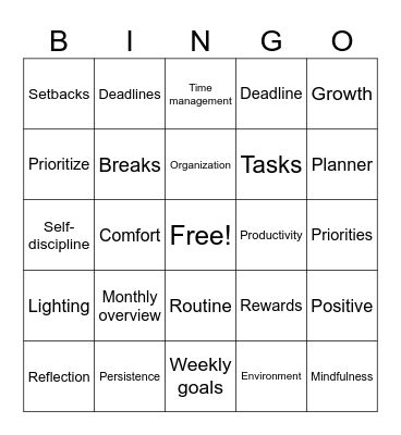 High School Bingo Card