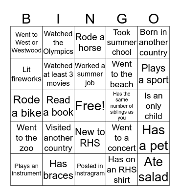 BINGO!! Bingo Card