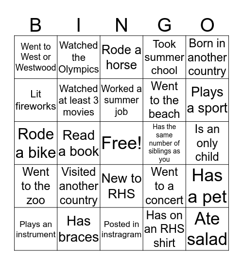 BINGO!! Bingo Card