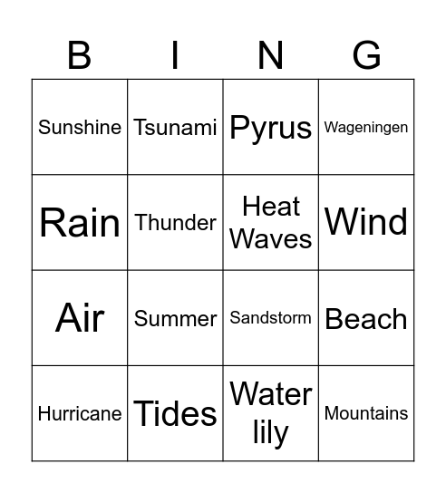 Pyrus Bingo Card