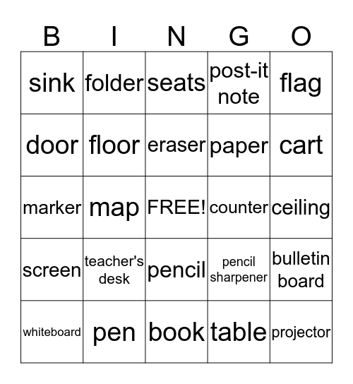 Our Classroom Bingo Card