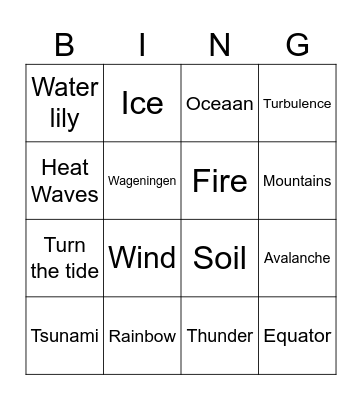 Pyrus Bingo Card
