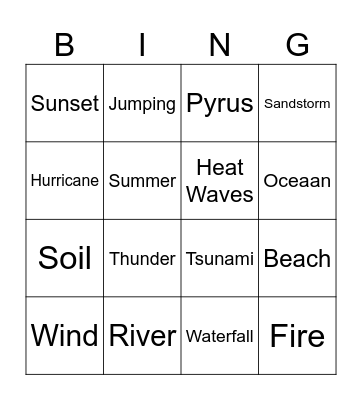 Pyrus Bingo Card