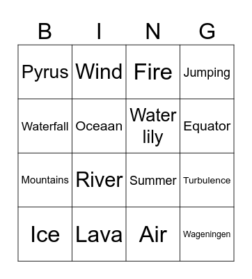 Pyrus Bingo Card