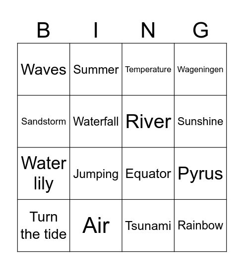 Pyrus Bingo Card