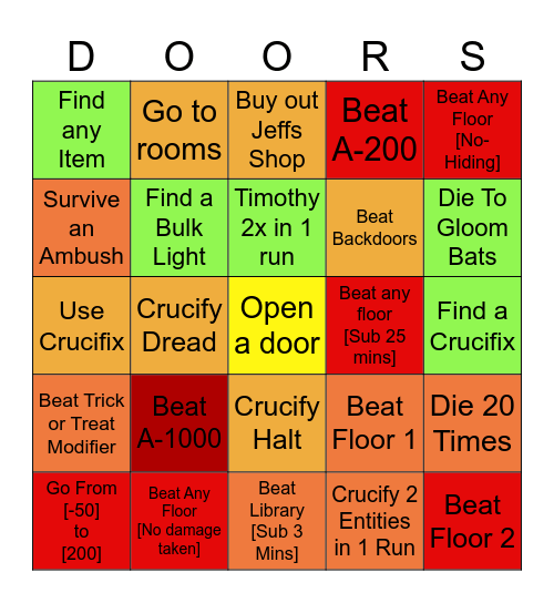 Doors Bingo Card