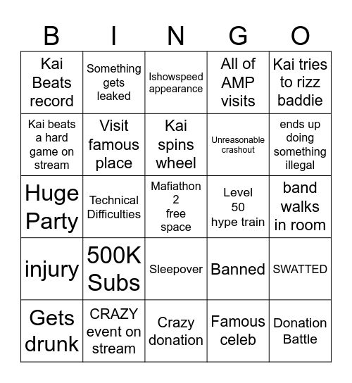 Mafiathon 2 Bingo Card