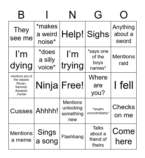 Josh Gaming Bingo Card