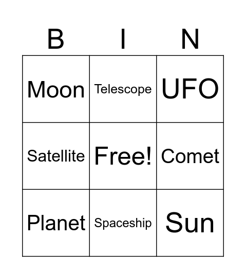 Space Bingo Card