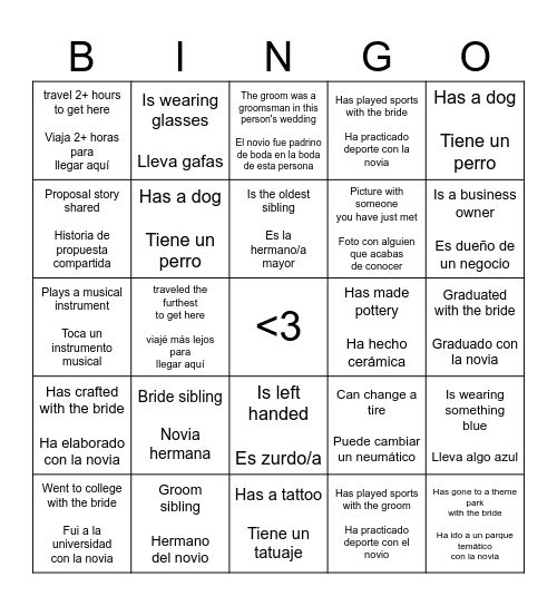 We're Engaged! Bingo Card