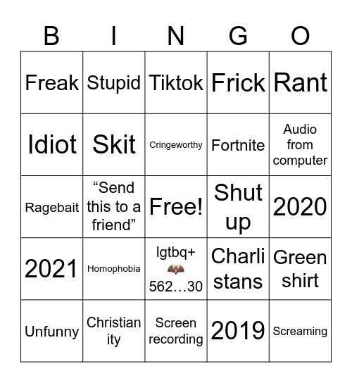 J vids 2019/2021 Bingo Card