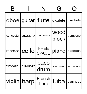 Instrument Bingoukulele Bingo Card