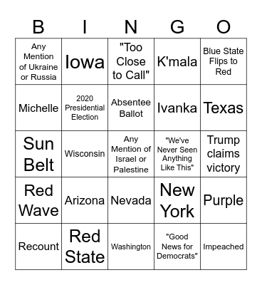 Election Night Bingo Card
