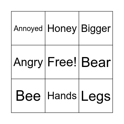 The Bear and the Bee Bingo Card