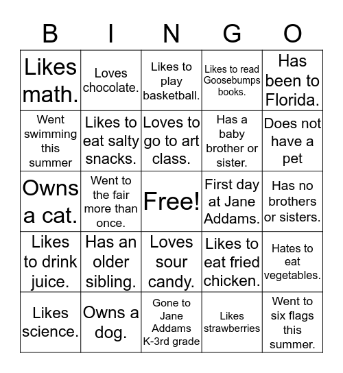 People Bingo Card