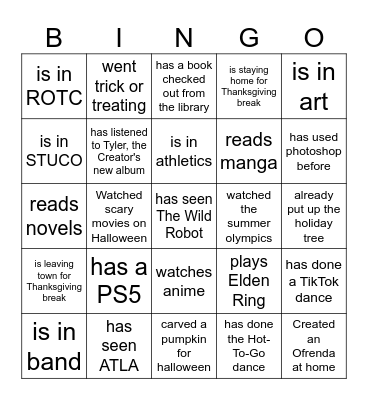 PEOPLE BINGO Card