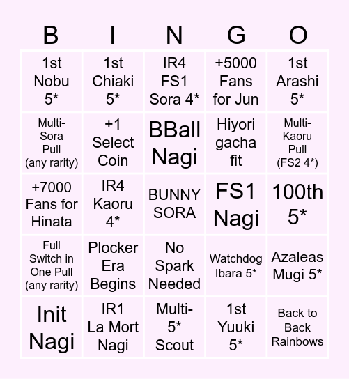 Happy FS2 Sora Day!! Bingo Card