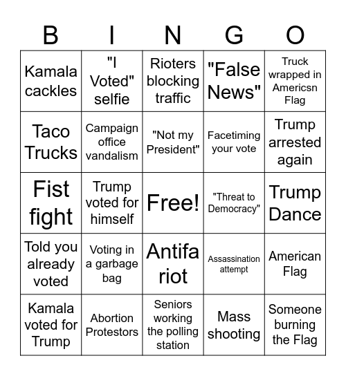 VOTING DAY BINGO Card