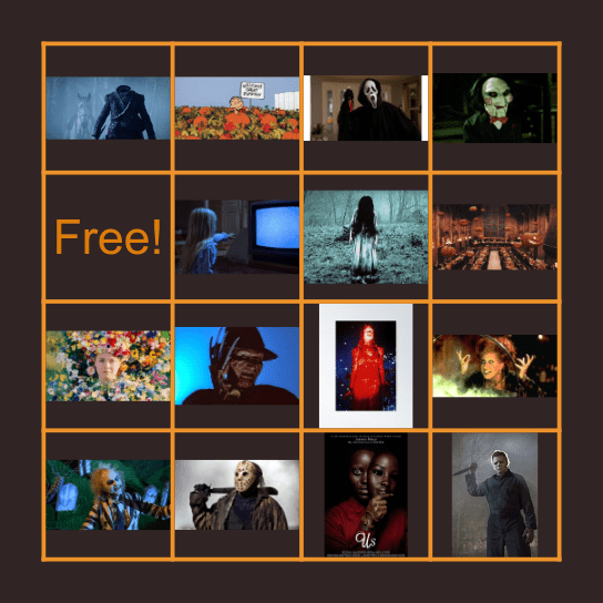 Halloween Movie Bingo Card