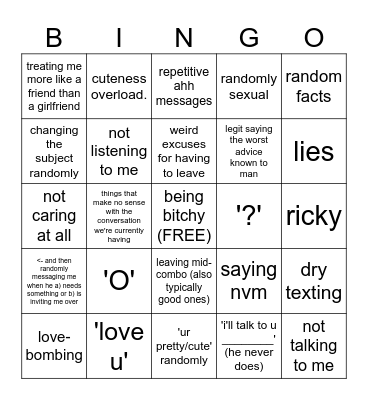 Andrew Bingo Card