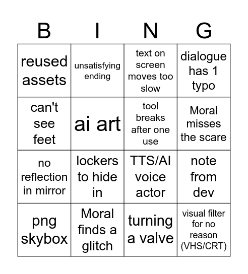 MORAL BING Bingo Card