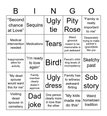 Birding the Golden Bachelorette Bingo Card