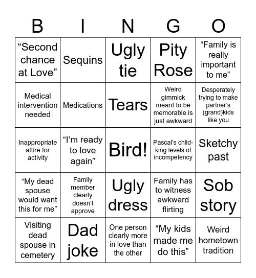 Birding the Golden Bachelorette Bingo Card