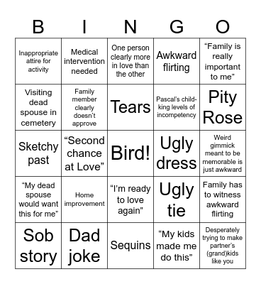 Birding the Golden Bachelorette Bingo Card