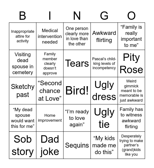 Birding the Golden Bachelorette Bingo Card