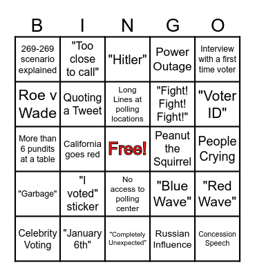 2024 Election Night Bingo ! Bingo Card