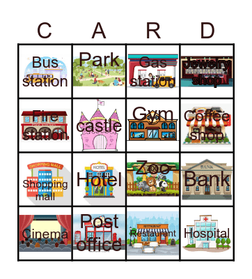 PLACES IN TOWN Bingo Card