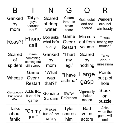 Spooky Bingor Bingo Card