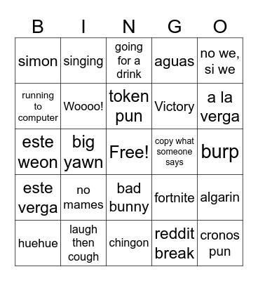 Allan Bingo Card