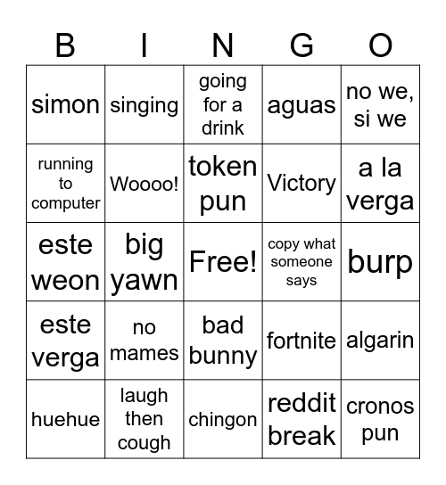 Allan Bingo Card