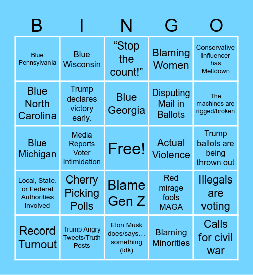 Election Night Bingo! Bingo Card