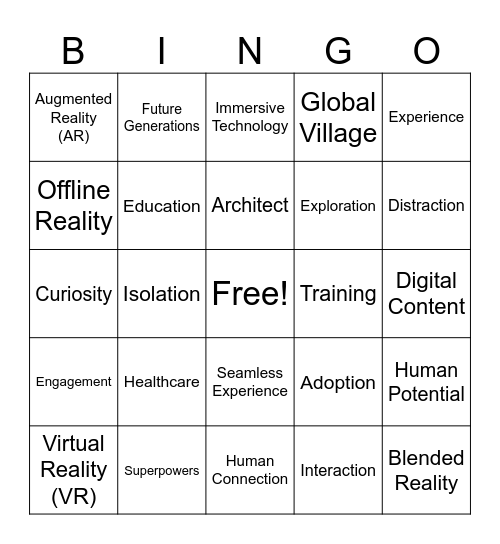 TEDxTalk Bingo Card