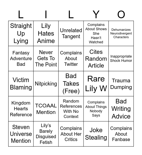 Lily Orchard Bingo Card