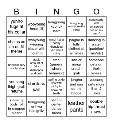 ice on my teeth Bingo Card