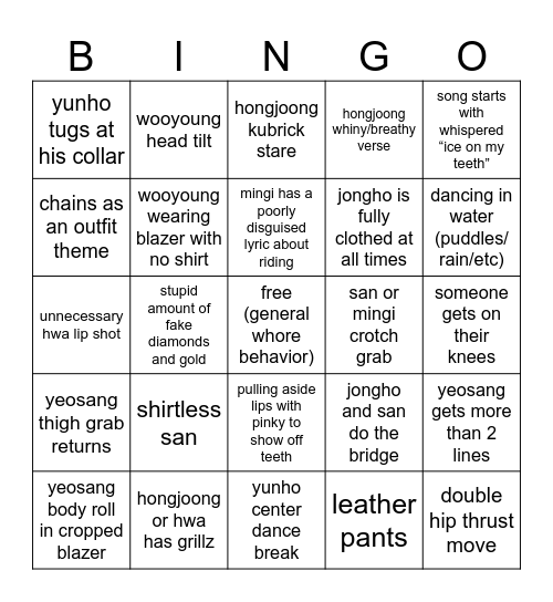 ice on my teeth Bingo Card