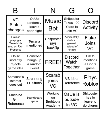 House of Friendliness & Whimsy Bingo Card