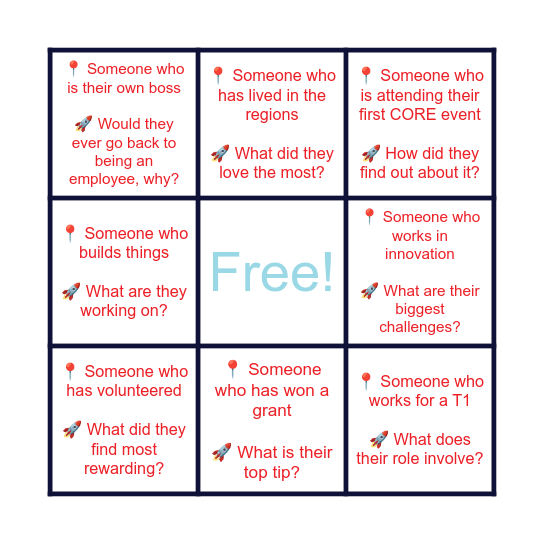 CORE Connect Bingo Card