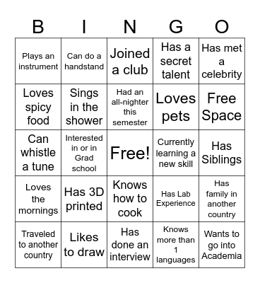 Untitled Bingo Card