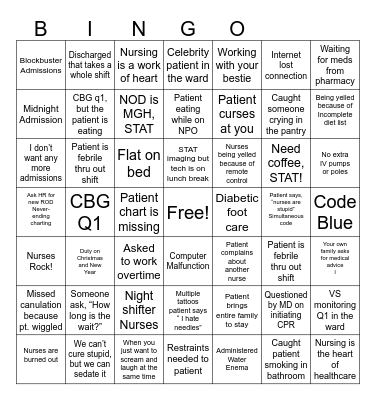 NURSE Bingo Card